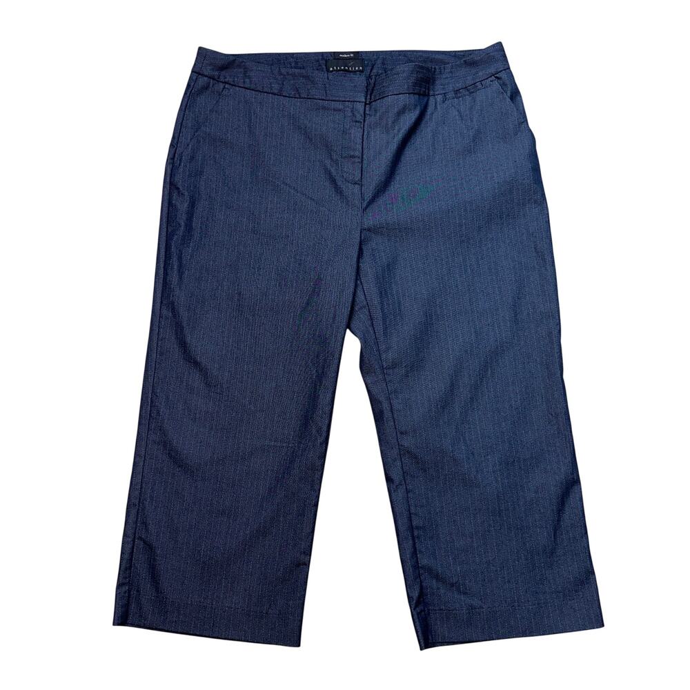 Attention Capri Dress Pant Modern Fit WMNS 14 Navy Pinstripe Cotton Blend Casual